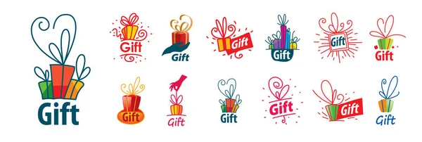 Un ensemble de logos-cadeaux vectoriels sur fond blanc — Image vectorielle