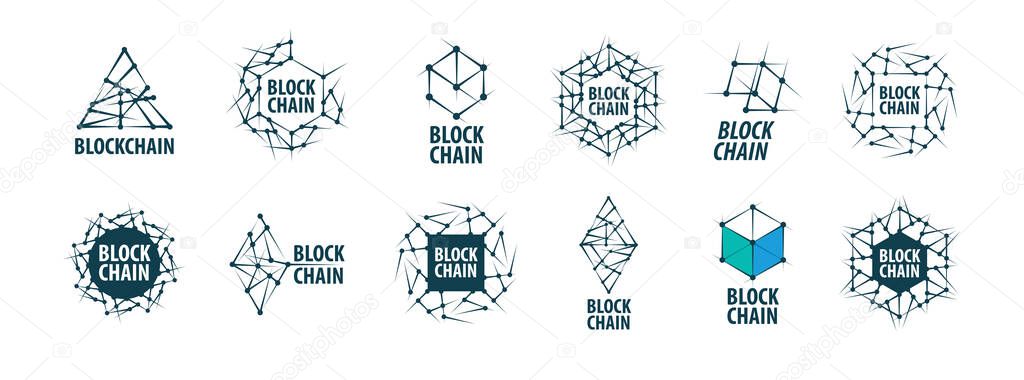A set of Abstract Vector logos Blockchain.