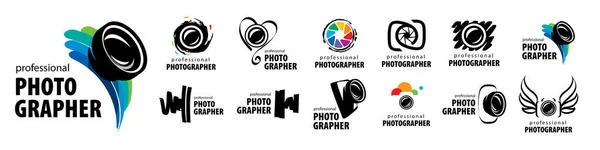 Ένα σύνολο διανυσματικών λογότυπων για τον φωτογράφο σε λευκό φόντο — Διανυσματικό Αρχείο