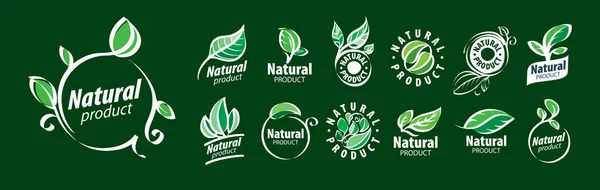 Zestaw ikon wektorowych Produkt naturalny na zielonym tle — Wektor stockowy