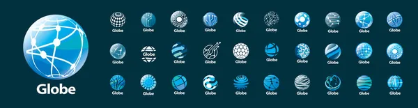 Un conjunto de logos vectoriales del Globo sobre un fondo gris — Archivo Imágenes Vectoriales