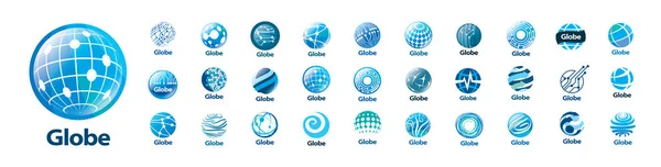 Um conjunto de logotipos vetoriais do Globo sobre um fundo branco — Vetor de Stock