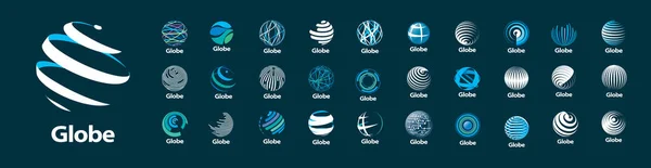 Un conjunto de logos vectoriales del Globo sobre un fondo gris — Archivo Imágenes Vectoriales