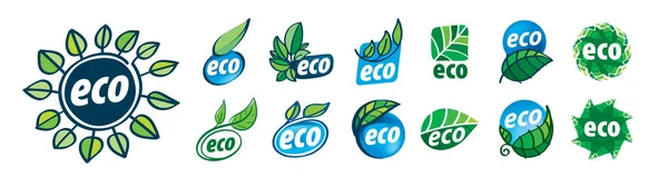 A set of vector eco icons on a white background — Stock Vector