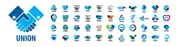 Un conjunto de logos de Handshake vectoriales sobre un fondo blanco — Archivo Imágenes Vectoriales