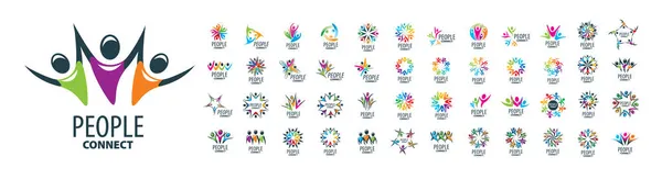 Ένα σύνολο διανυσματικών λογότυπων των Ανθρώπων σε λευκό φόντο — Διανυσματικό Αρχείο