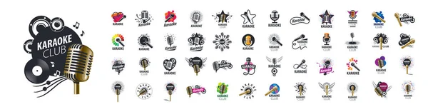 Un conjunto de logos de Karaoke vectoriales sobre un fondo blanco — Archivo Imágenes Vectoriales