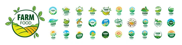 Um conjunto de logotipos de comida de fazenda vetorial em um fundo branco — Vetor de Stock