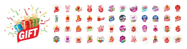 A set of vector logos Gift on a white background — Stock Vector