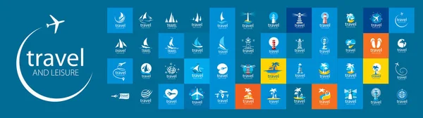 Boş zaman ve seyahat için vektör logoları kümesi — Stok Vektör