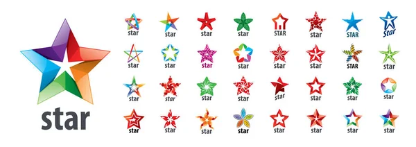 Um conjunto de logotipos vetoriais com a imagem de uma estrela em um fundo branco —  Vetores de Stock