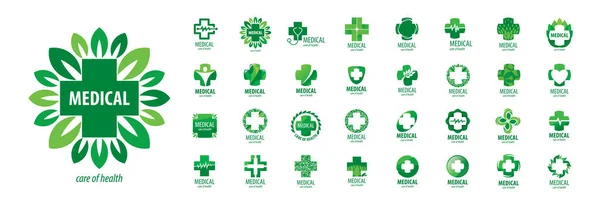 Un conjunto de logos vectoriales de la medicina sobre un fondo blanco — Vector de stock