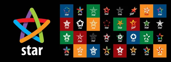 Ένα σύνολο διανυσματικών λογότυπων με την εικόνα ενός αστεριού σε διαφορετικά χρωματιστά υπόβαθρα — Διανυσματικό Αρχείο
