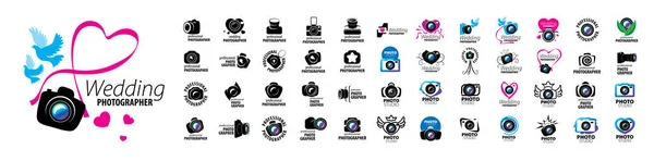 Ένα σύνολο διανυσματικών λογότυπων από επαγγελματία φωτογράφο σε λευκό φόντο — Διανυσματικό Αρχείο