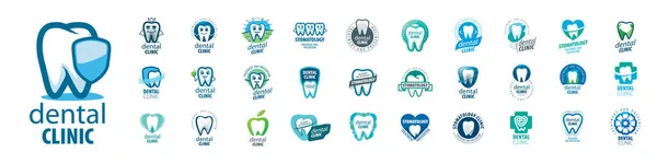 Eine Reihe von Vektor-Logos Zahnmedizin auf weißem Hintergrund — Stockvektor
