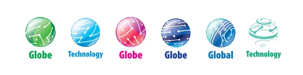 Um conjunto de logotipos vetoriais abstratos da rede global — Vetor de Stock