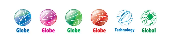 Um conjunto de logotipos vetoriais abstratos da rede global — Vetor de Stock