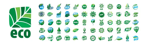 Eine Reihe von Vektor-Eco-Logos auf weißem Hintergrund — Stockvektor
