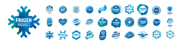 白い背景に冷凍製品のベクトルロゴのセット — ストックベクタ