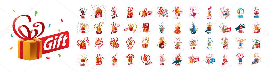 A set of vector Gift logos on a white background