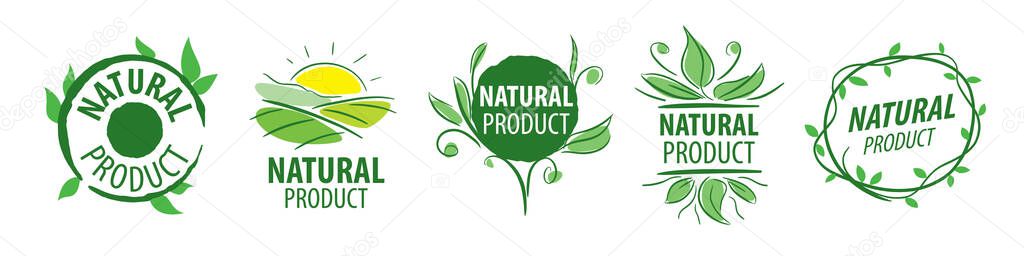 A set of vector logos of a natural product on a white background.