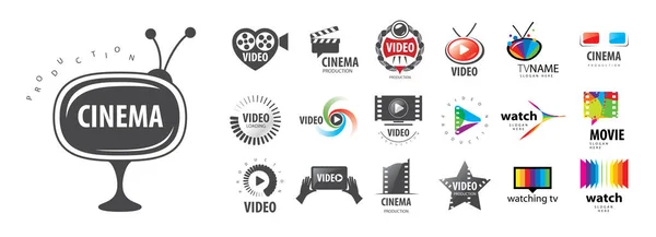 Un ensemble de logos vectoriels pour la production et l'affichage vidéo sur fond blanc — Image vectorielle