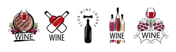 Un ensemble de logos Vin vectoriel sur fond blanc — Image vectorielle