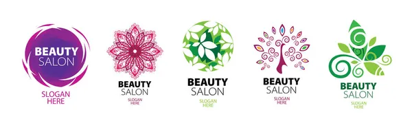 Un ensemble de logos vectoriels d'un salon de beauté sur fond blanc — Image vectorielle