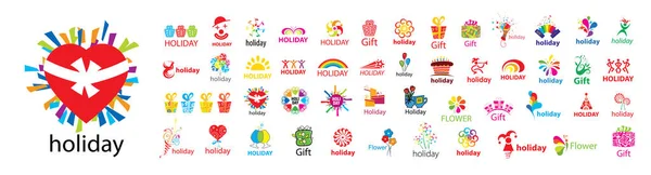 Um conjunto de logotipos de vetor de férias em um fundo branco — Vetor de Stock