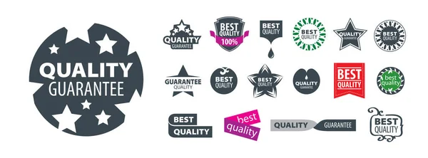 Um conjunto de logotipos vetoriais Garantir a melhor qualidade em um fundo branco — Vetor de Stock