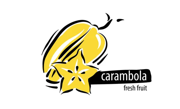 Drawn vector carambola on a white background — стоковый вектор