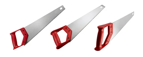 Hand hacksaw in different angles on a white background — 图库照片