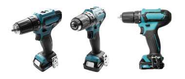 Electric screwdriver in different angles isolated on a white background