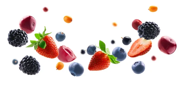 Many different berries in the form of a frame on a white background — Stock Photo, Image