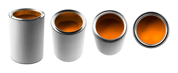 Un bocal avec orange bleu sous différents angles sur un fond blanc — Photo