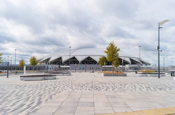 Samara Rusland September 2020 Voetgangersgebied Bij Solidarnost Arena Stadion Gastheer — Stockfoto