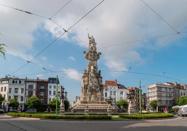 Antwerpen België Juli 2019 Monumentale Obelisk Schelde Vrij Met Poseidon — Stockfoto