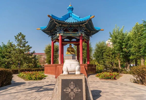 Elista Rusko Září 2020 Pagoda Zlatého Buddhy Parku Přátelství — Stock fotografie