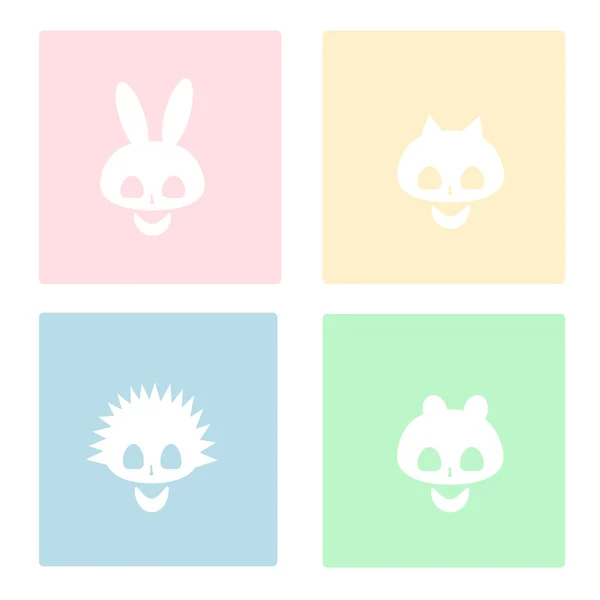 renkli bir arka plan üzerinde çeşitli hayvanların kafatasları