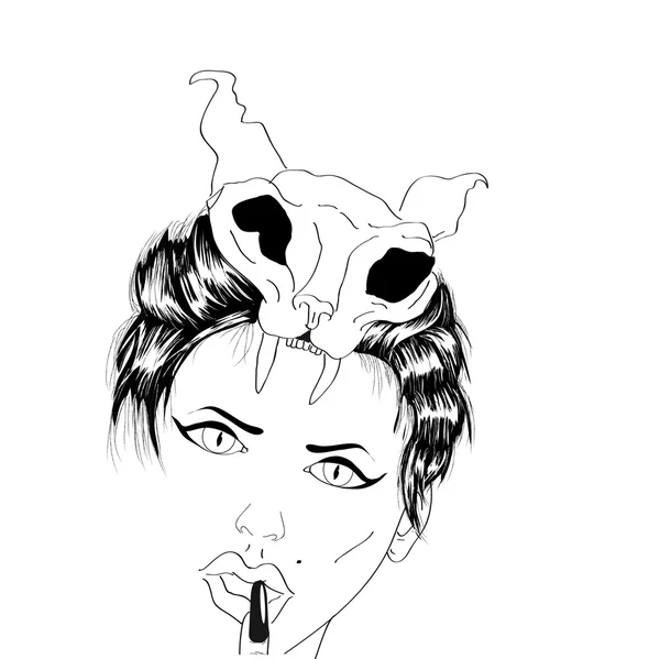 Cadı ve kedi raven. vektör arka plan olmadan