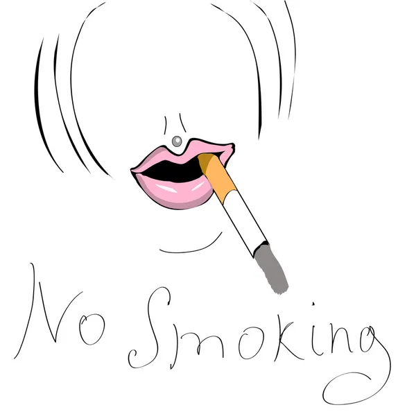 Sigaretta disegnata a mano. Vietato fumare — Vettoriale Stock