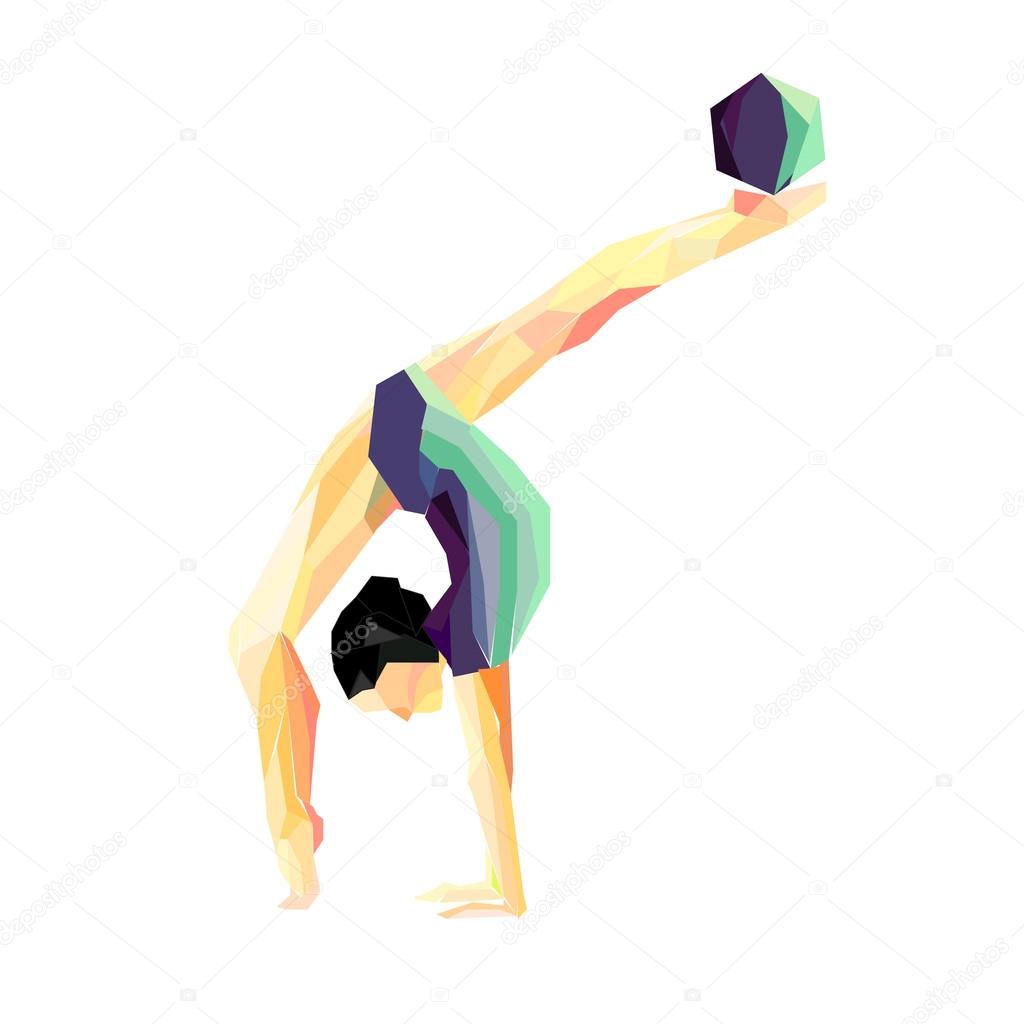 Girl gymnast does exercises with the ball