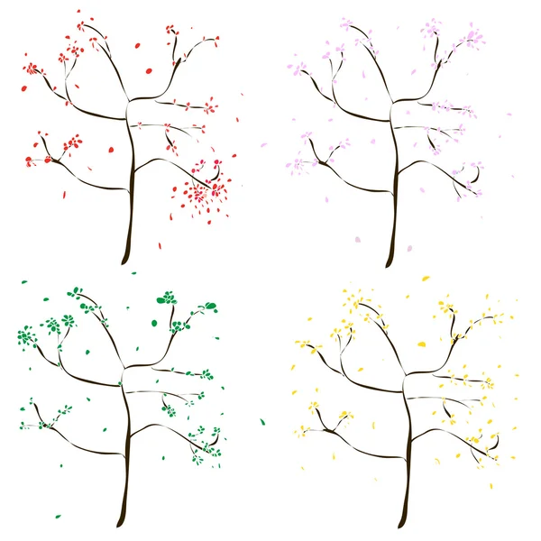 Bois de quatre couleurs - vert, jaune, rouge, rose . — Image vectorielle