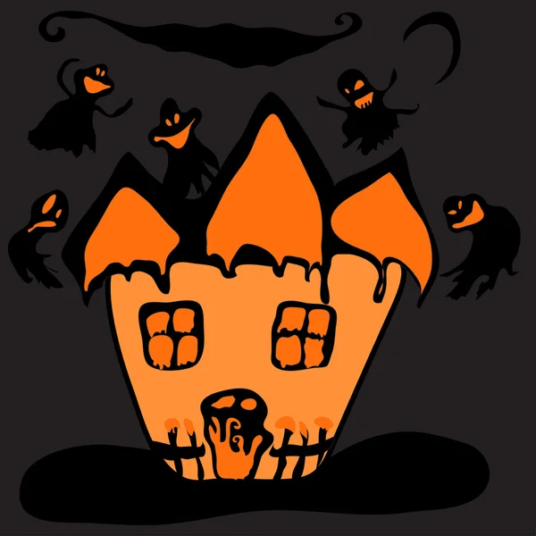 Haunted halloween house — Stock Vector