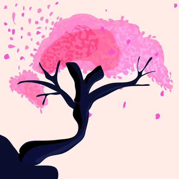 Cerezas japonesas sobre fondo rosa — Archivo Imágenes Vectoriales