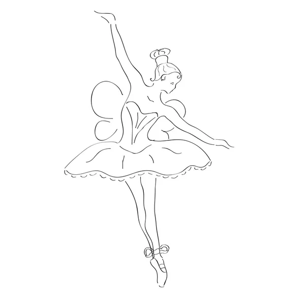Ilustración de bailarina bailando con alas — Vector de stock