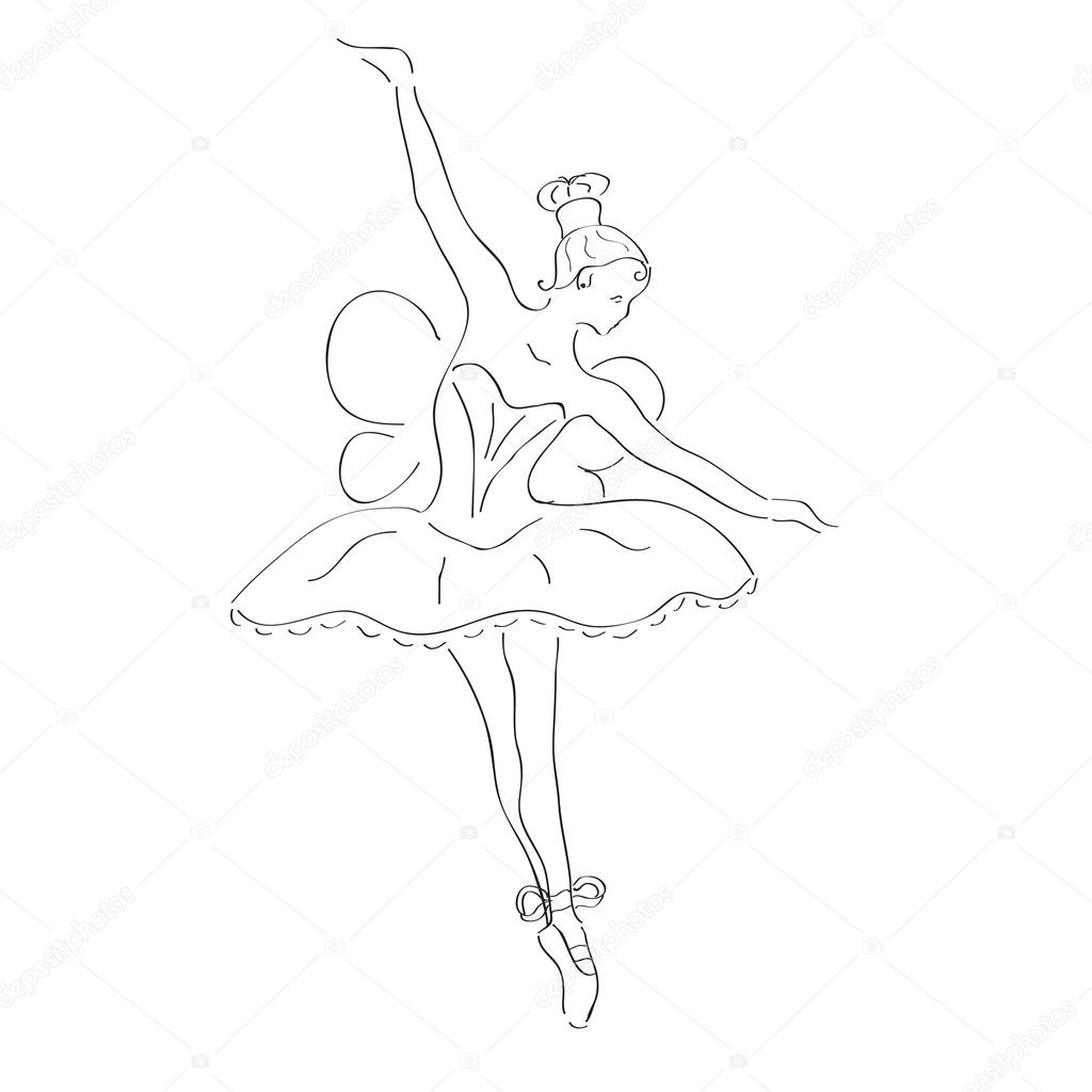 Illustration of dancing ballerina with wings