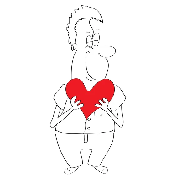 Muž a srdce. ilustrace. — Stockový vektor