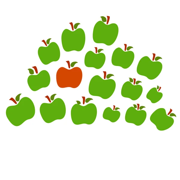 Vereinzelte Äpfel eine rote, die andere grüne — Stockvektor