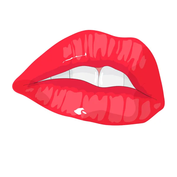 Hot red lips. Vector illustration. — Stock Vector